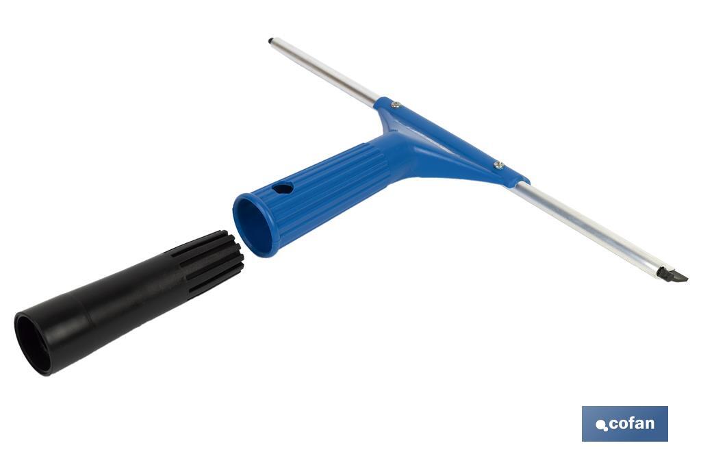 Limpiacristales de Metal con Adaptador de 20 cm de Ancho | Compatible con Palos para hacer la labor más cómoda - Cofan