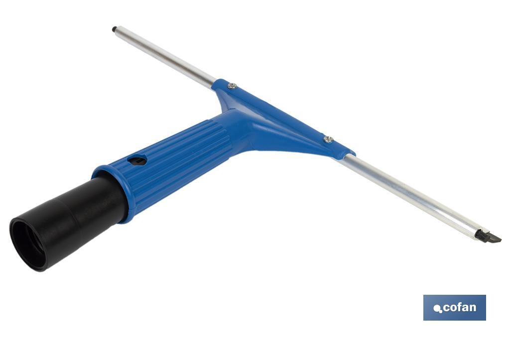 Limpiacristales de Metal con Adaptador de 20 cm de Ancho | Compatible con Palos para hacer la labor más cómoda - Cofan