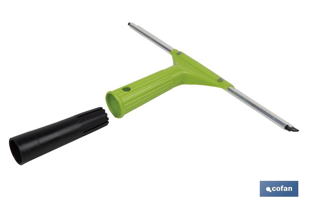 Limpiacristales de Metal con Adaptador de 20 cm de Ancho | Compatible con Palos para hacer la labor más cómoda - Cofan
