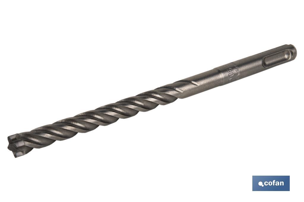 Brocas para hormigón armado SDS PLUS con punta compacta y reforzada | Ideal para hormigón armado | Diferentes medidas a elegir - Cofan