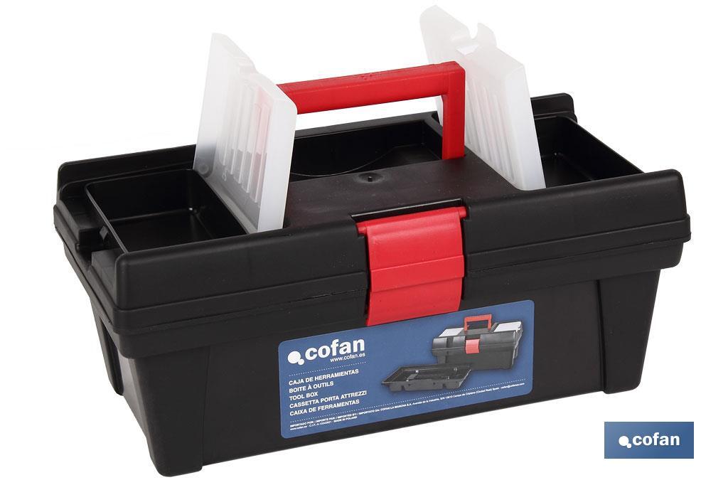 Caja de herramientas de plástico 12" | Modelo semi profesional | Con una bandeja superior y un habitáculo inferior - Cofan