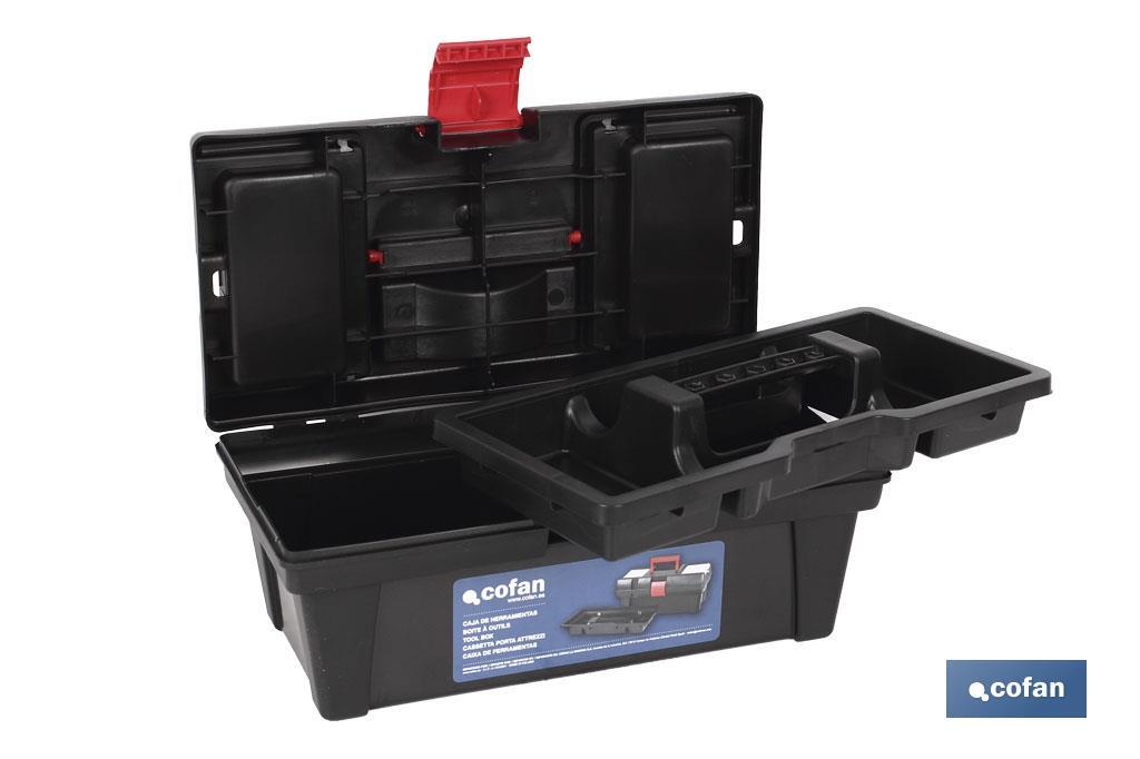 12" plastic tool box | Semi-Professional Model | With an organiser tray and a bottom compartment - Cofan