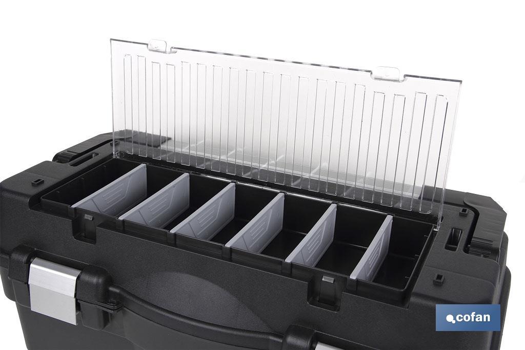 Plastic tool box, Brinell Model | Product dimensions: 595 x 289 x 328mm | Semi-professional model - Cofan