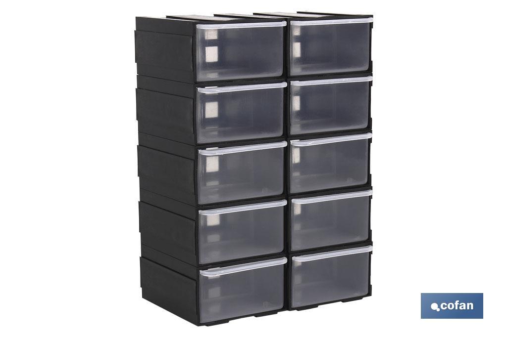 Rack of 10 storage bins | Product dimensions: 155 x 100 x 225mm | Polypropylene - Cofan