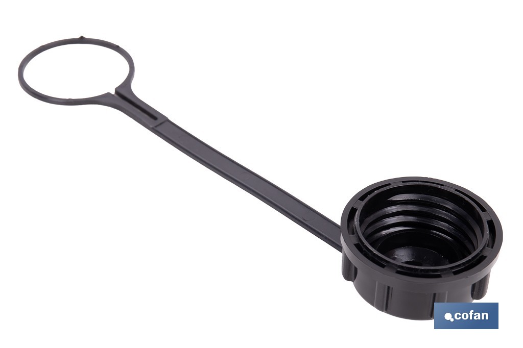Tapón con abrazadera para bidón de combustible adecuada para el trasvase de gasolina, gasóleo y queroseno | Compatible con bidones de combustible Cofan - Cofan