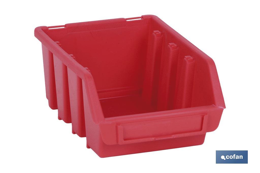 Stackable red storage bin "Súper 5" | With angled holder | Polypropylene - Cofan