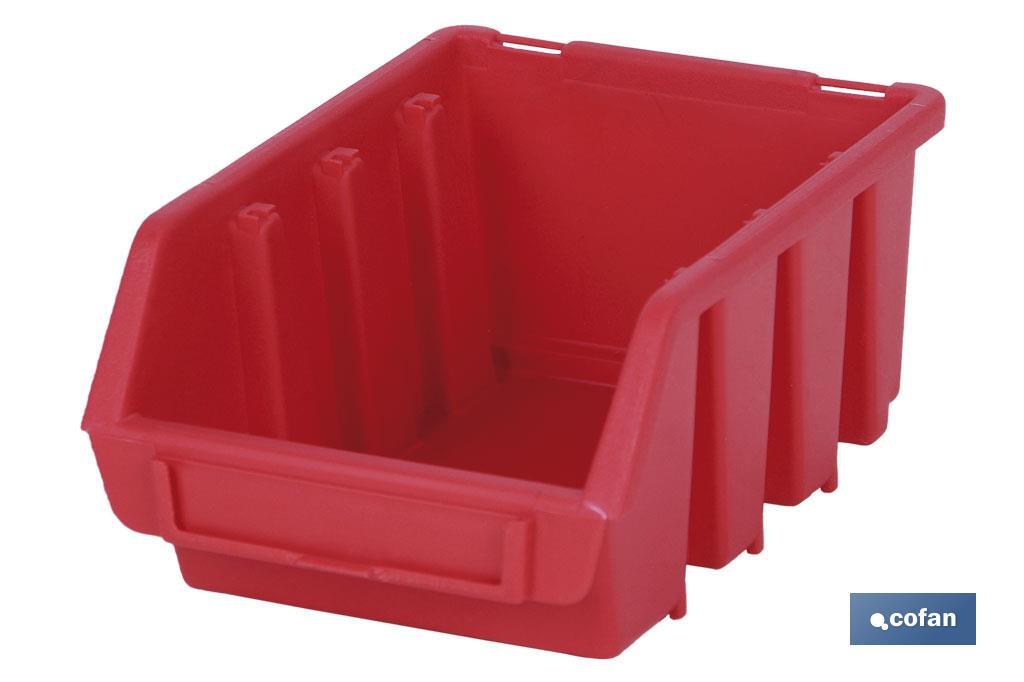 Stackable red storage bin "Súper 5" | With angled holder | Polypropylene - Cofan