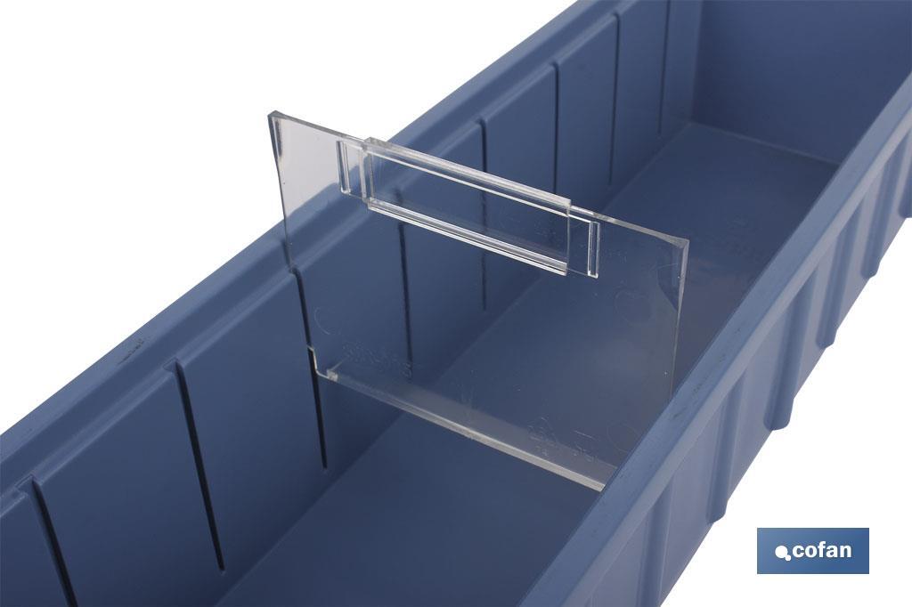 Separador transversal de PP para gaveta especial mostrador | Dimensiones 98 x 74 mm | Aptas para gavetas de mostrador - Cofan