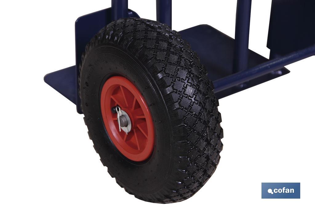 Sack truck with fixed noseplate and tyres | With pneumatic tyres | Size: 1,100 x 520 x 480mm - Cofan