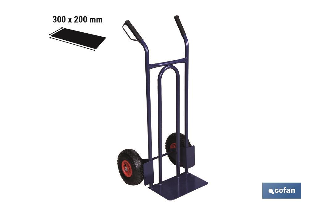Sack truck with fixed noseplate and tyres | With pneumatic tyres | Size: 1,100 x 520 x 480mm - Cofan