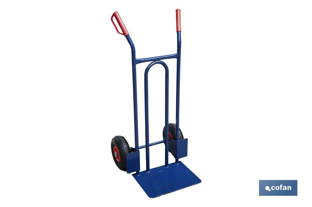 Sack truck with fixed noseplate and tyres | With pneumatic tyres | Size: 1,100 x 520 x 480mm - Cofan