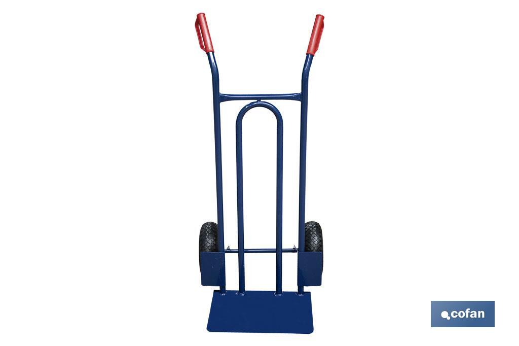 Sack truck with fixed noseplate and tyres | With pneumatic tyres | Size: 1,100 x 520 x 480mm - Cofan