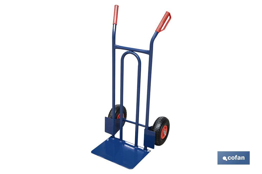 Sack truck with fixed noseplate and tyres | With pneumatic tyres | Size: 1,100 x 520 x 480mm - Cofan