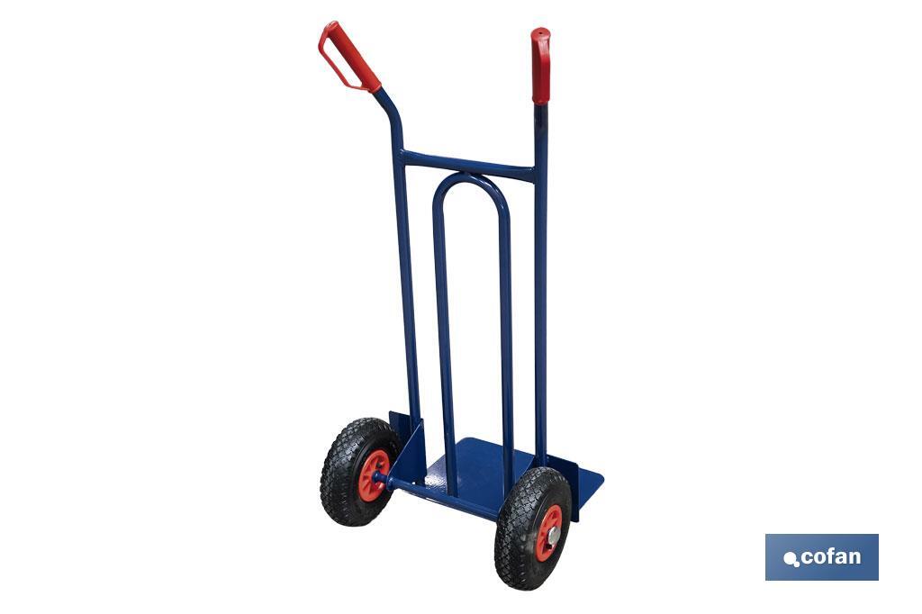 Sack truck with fixed noseplate and tyres | With pneumatic tyres | Size: 1,100 x 520 x 480mm - Cofan