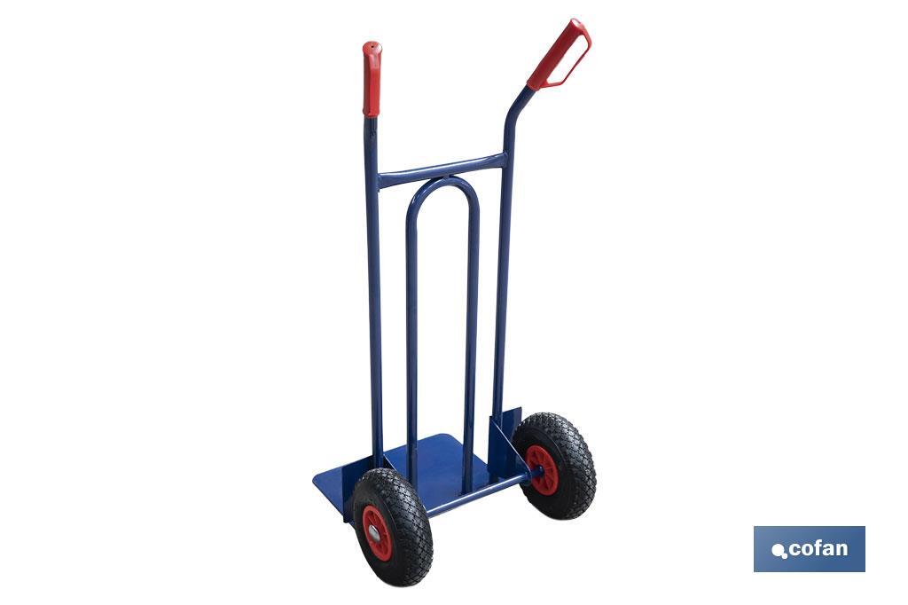 Sack truck with fixed noseplate and tyres | With pneumatic tyres | Size: 1,100 x 520 x 480mm - Cofan