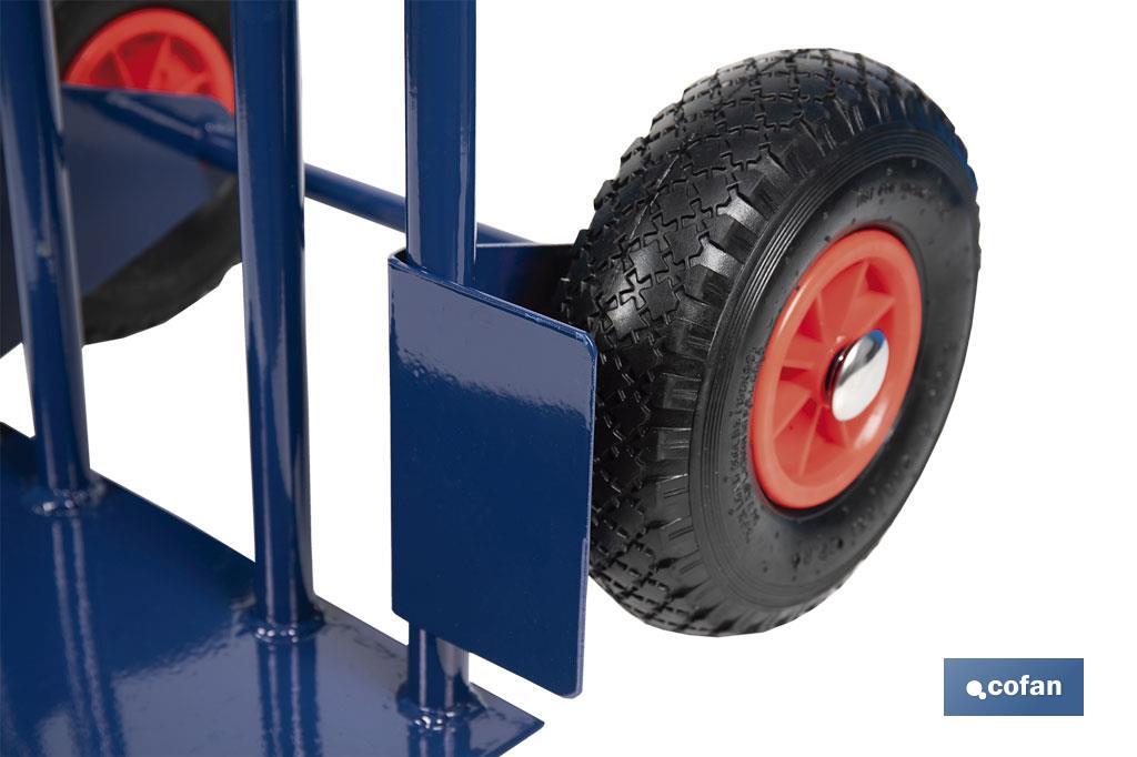 Sack truck with fixed noseplate and tyres | With pneumatic tyres | Size: 1,100 x 520 x 480mm - Cofan