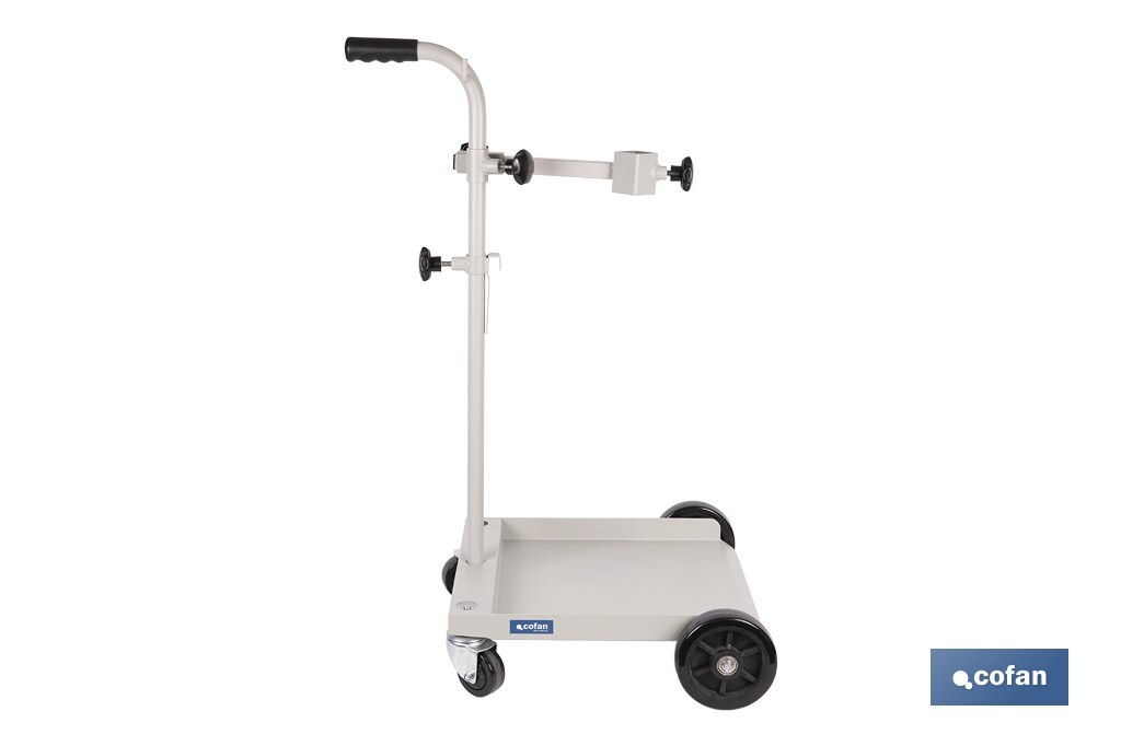 Carretilla portabidones | Ruedas de poliuretano con rodamientos y nylon | Mango acolchado | Ideal para talleres e industria | Adecuada para bidones de 60 litros - Cofan