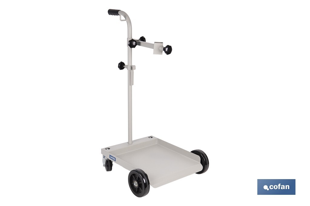 Carretilla portabidones | Ruedas de poliuretano con rodamientos y nylon | Mango acolchado | Ideal para talleres e industria | Adecuada para bidones de 60 litros - Cofan