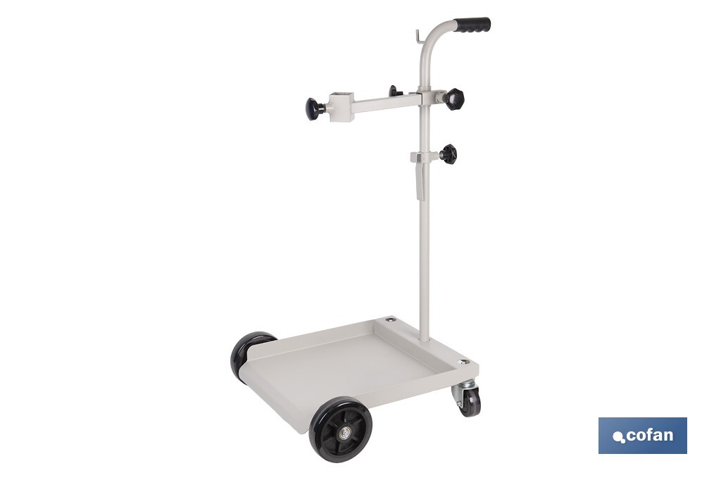 Carretilla portabidones | Ruedas de poliuretano con rodamientos y nylon | Mango acolchado | Ideal para talleres e industria | Adecuada para bidones de 60 litros - Cofan