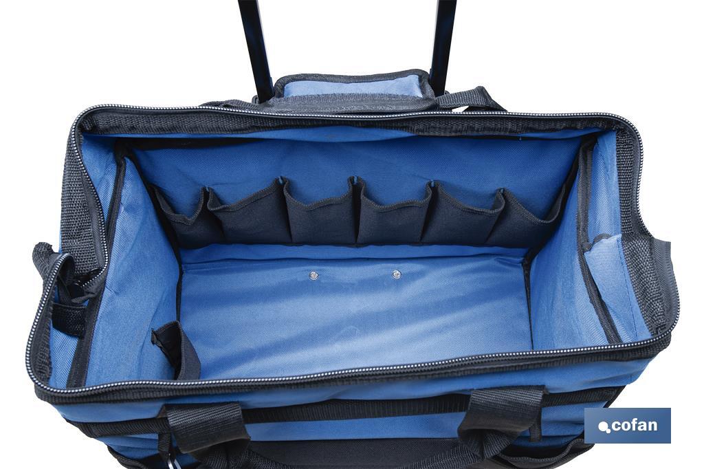 Trolley portaherramientas con múltiples bolsillos y ruedas resistentes | Medidas: 45 x 24 x 42 cm - Cofan