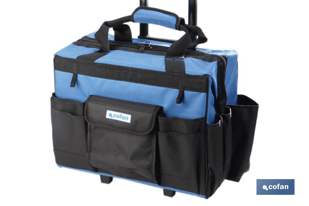 TROLLEY de ferramentas com vários bolsos e rodas resistentes | Dimensões: 45 x 24 x 42 cm - Cofan