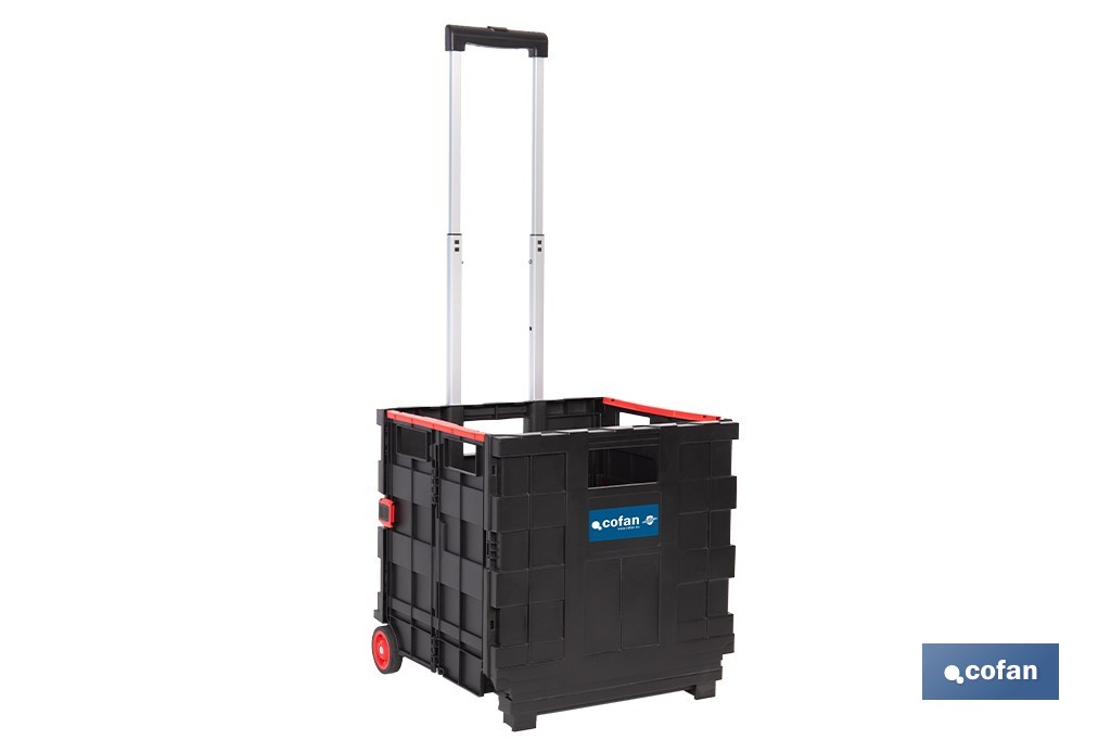 Trolley plegable con asa telescópica | Material: PP | Mango ergonómico | Carga máxima: 25 kg | Compacto y fácil de montar - Cofan