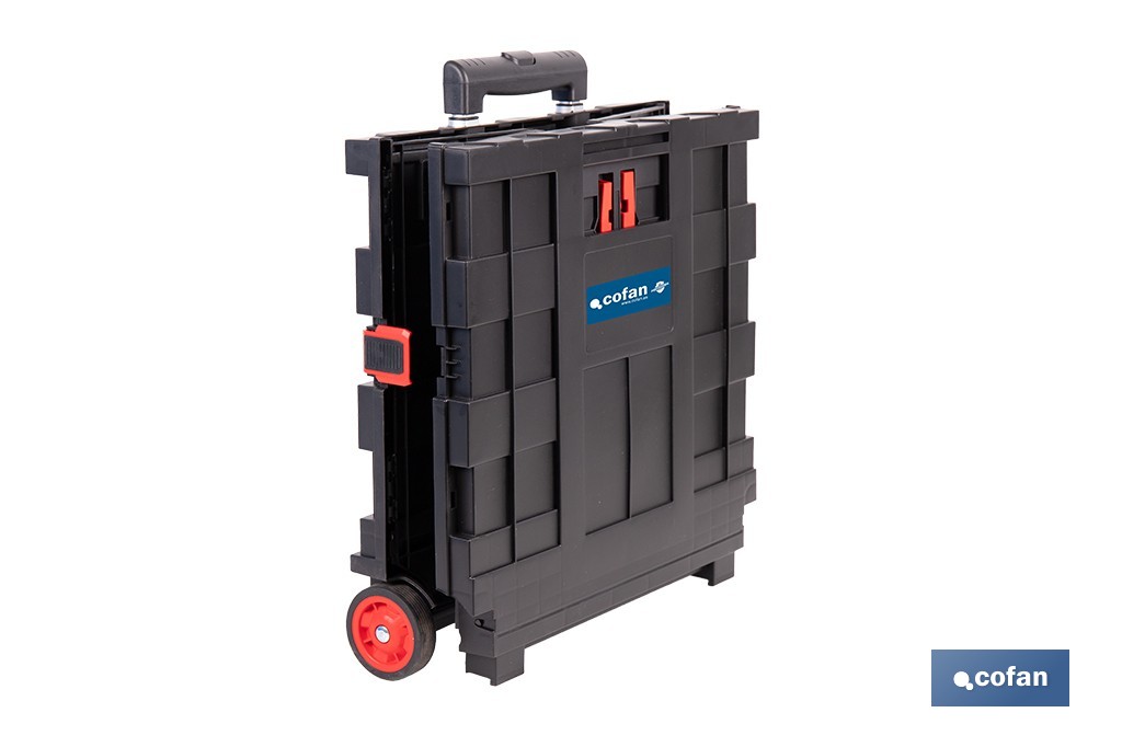 Trolley plegable con asa telescópica | Material: PP | Mango ergonómico | Carga máxima: 25 kg | Compacto y fácil de montar - Cofan