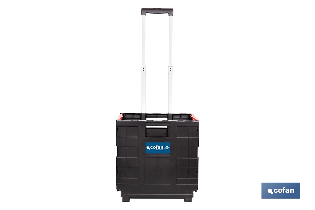 Trolley plegable con asa telescópica | Material: PP | Mango ergonómico | Carga máxima: 25 kg | Compacto y fácil de montar - Cofan