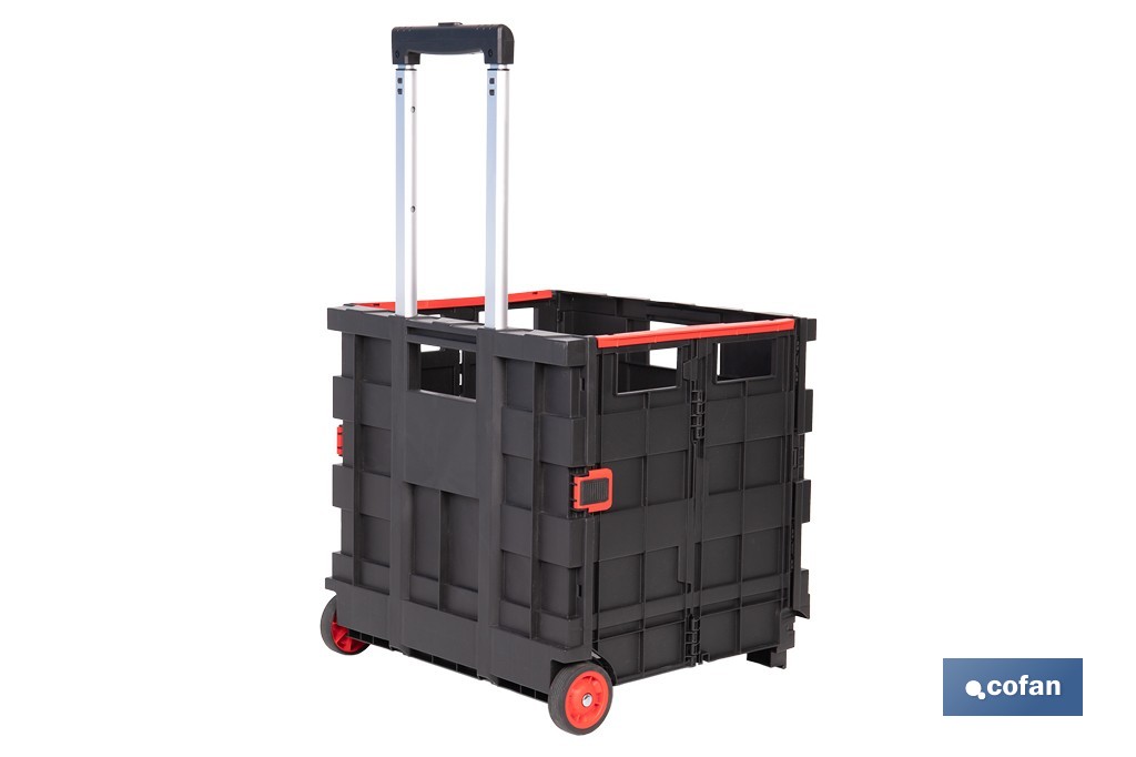 Trolley plegable con asa telescópica | Material: PP | Mango ergonómico | Carga máxima: 25 kg | Compacto y fácil de montar - Cofan