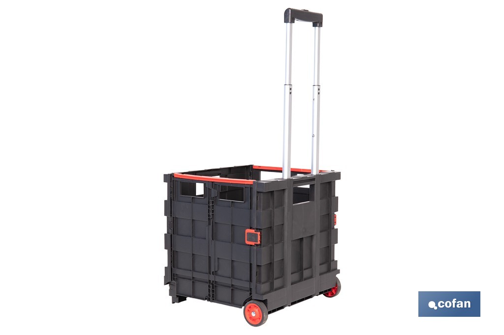 Trolley plegable con asa telescópica | Material: PP | Mango ergonómico | Carga máxima: 25 kg | Compacto y fácil de montar - Cofan