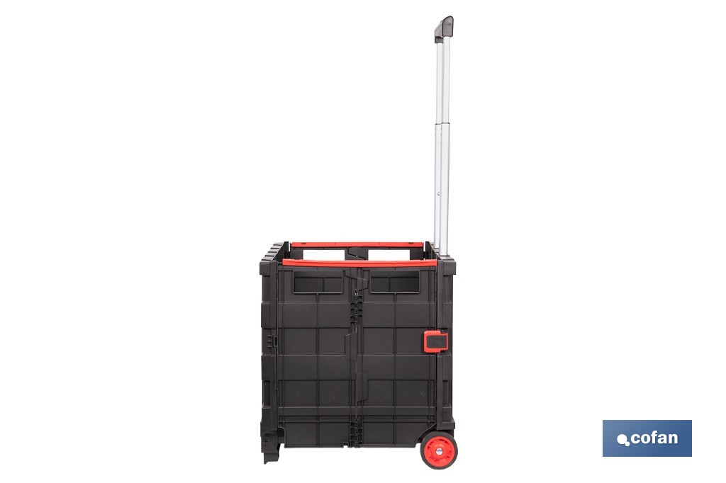 Trolley plegable con asa telescópica | Material: PP | Mango ergonómico | Carga máxima: 25 kg | Compacto y fácil de montar - Cofan