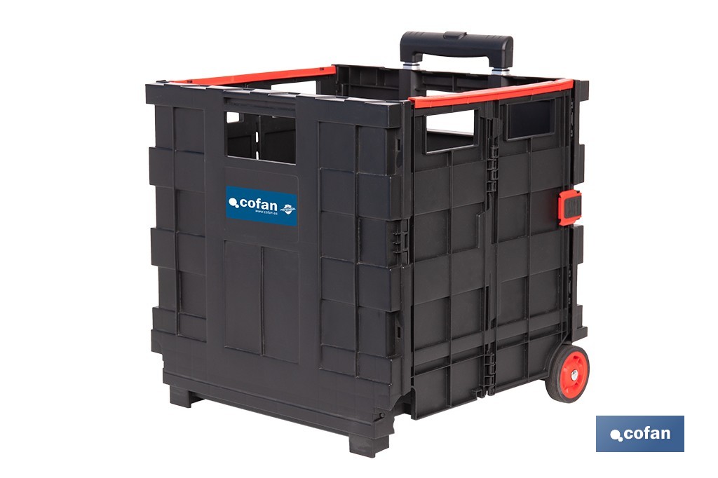 Trolley plegable con asa telescópica | Material: PP | Mango ergonómico | Carga máxima: 25 kg | Compacto y fácil de montar - Cofan