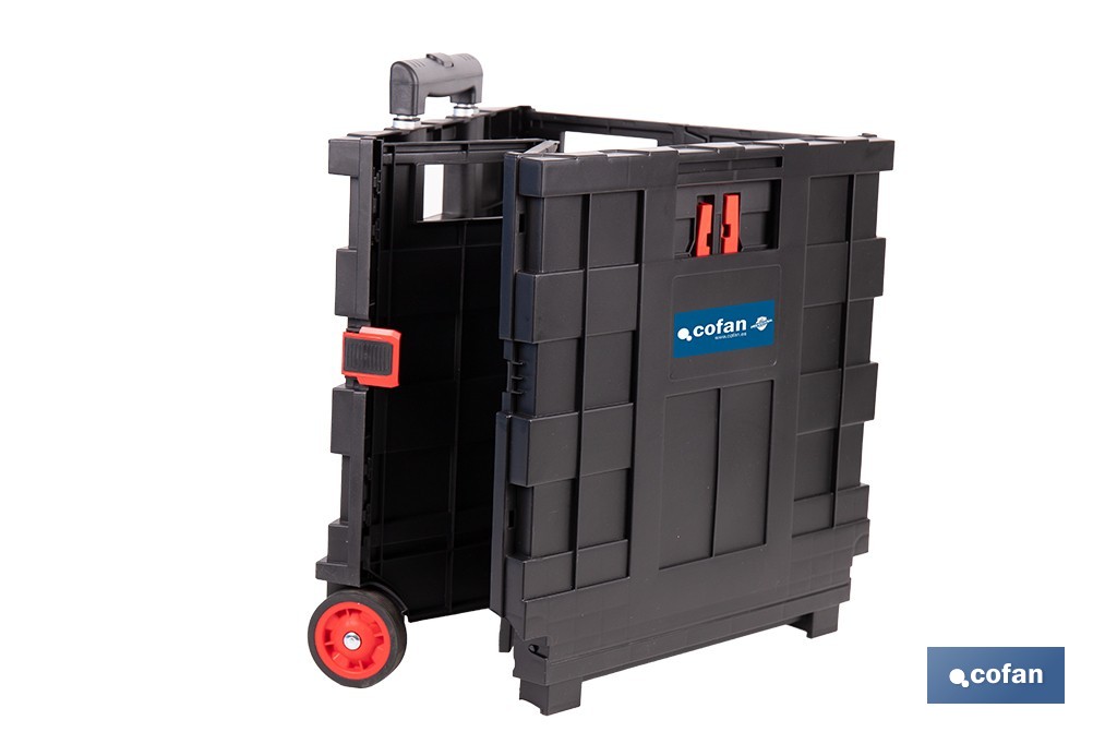 Trolley plegable con asa telescópica | Material: PP | Mango ergonómico | Carga máxima: 25 kg | Compacto y fácil de montar - Cofan