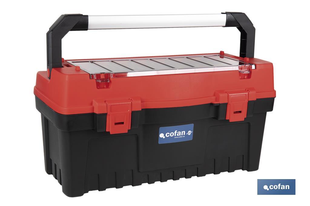 Tool box with organisers, reinforcements and ABS latches | Dimensions: 59.5 x 28.8 x 30.8cm - Cofan