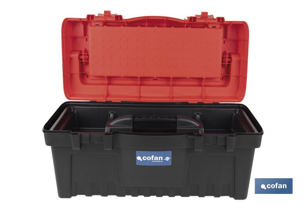 Tool box with organisers, reinforcements and ABS latches | Dimensions: 59.5 x 28.8 x 30.8cm - Cofan