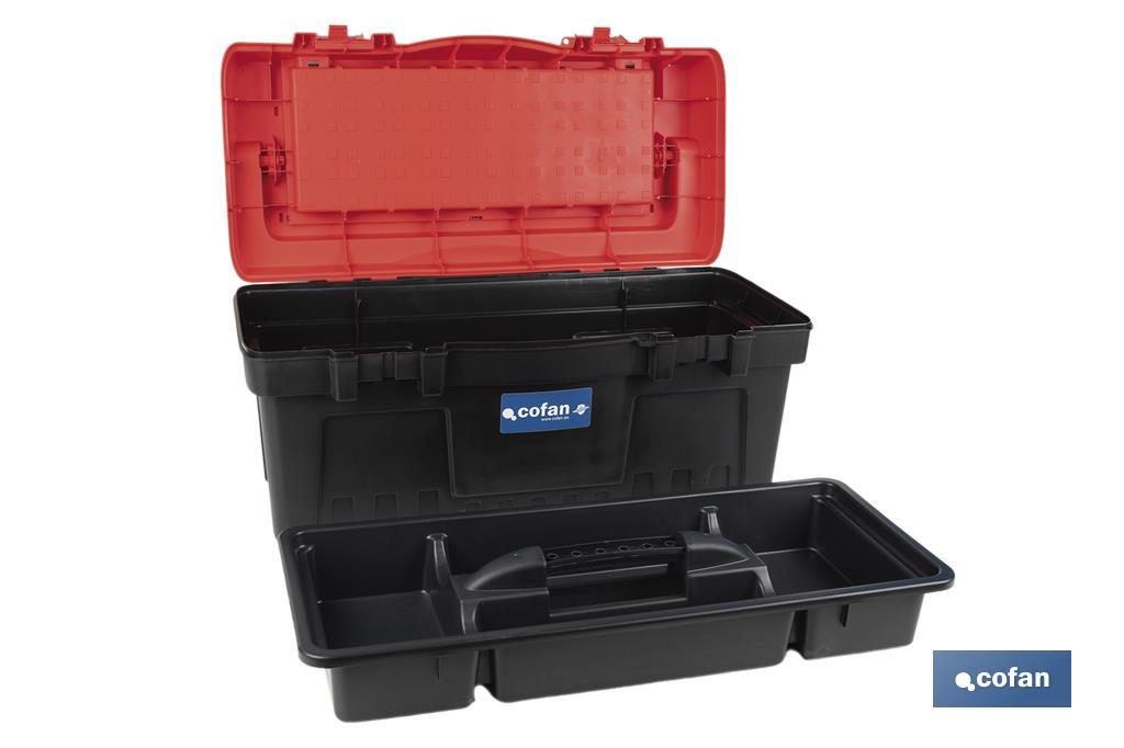 Tool box with organisers, reinforcements and ABS latches | Dimensions: 59.5 x 28.8 x 30.8cm - Cofan