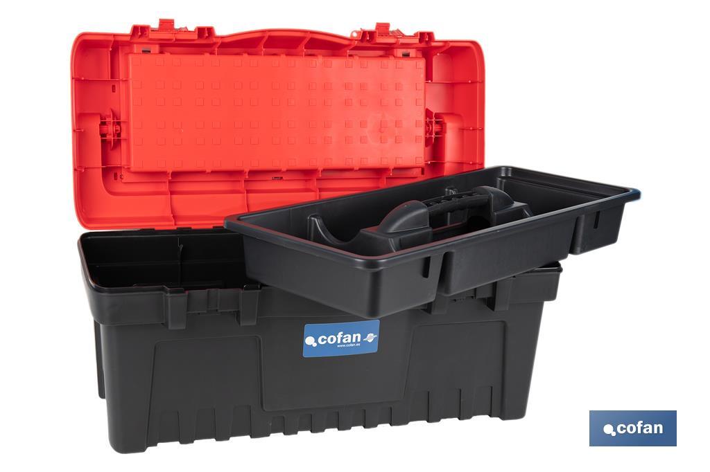 Tool box with organisers, reinforcements and ABS latches | Dimensions: 59.5 x 28.8 x 30.8cm - Cofan