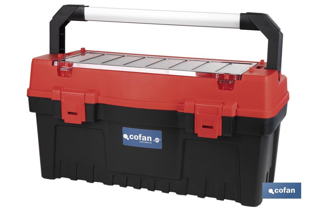 Tool box with organisers, reinforcements and ABS latches | Dimensions: 59.5 x 28.8 x 30.8cm - Cofan