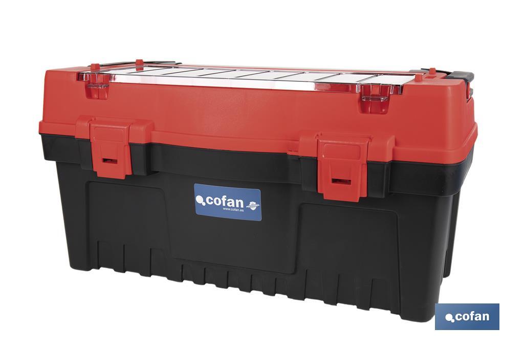 Tool box with organisers, reinforcements and ABS latches | Dimensions: 59.5 x 28.8 x 30.8cm - Cofan
