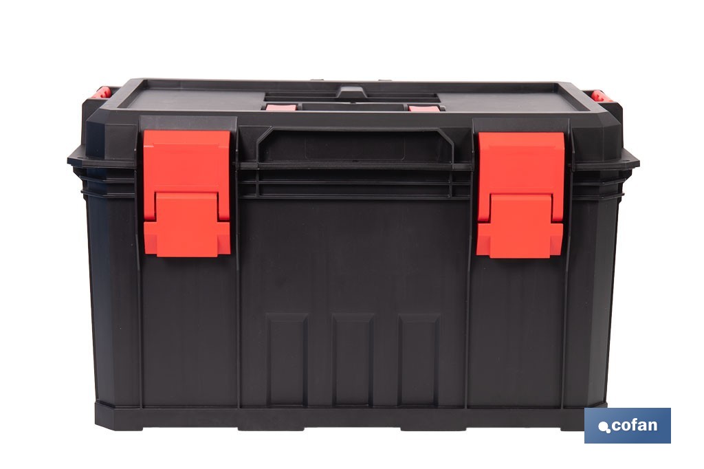 Caja de herramientas modular con separadores removibles y conectores | Capacidad de carga: 50 kg | Compatible con set modular | Medidas: 53 x 35,5 x 31 cm - Cofan