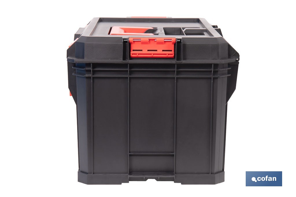 Caja de herramientas modular con separadores removibles y conectores | Capacidad de carga: 50 kg | Compatible con set modular | Medidas: 53 x 35,5 x 31 cm - Cofan