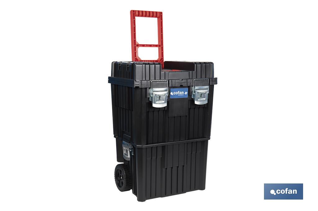 Carro de herramientas Compact con 2 Bloques | Con Doble Asa y Ruedas | Medidas: 45 x 36 x 64 cm - Cofan