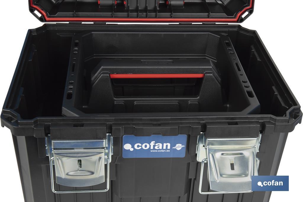 Carro de herramientas Compact con 2 Bloques | Con Doble Asa y Ruedas | Medidas: 45 x 36 x 64 cm - Cofan