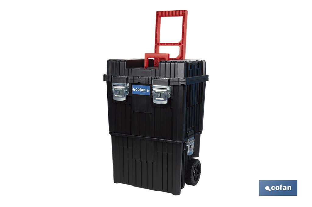 Carro de herramientas Compact con 2 Bloques | Con Doble Asa y Ruedas | Medidas: 45 x 36 x 64 cm - Cofan