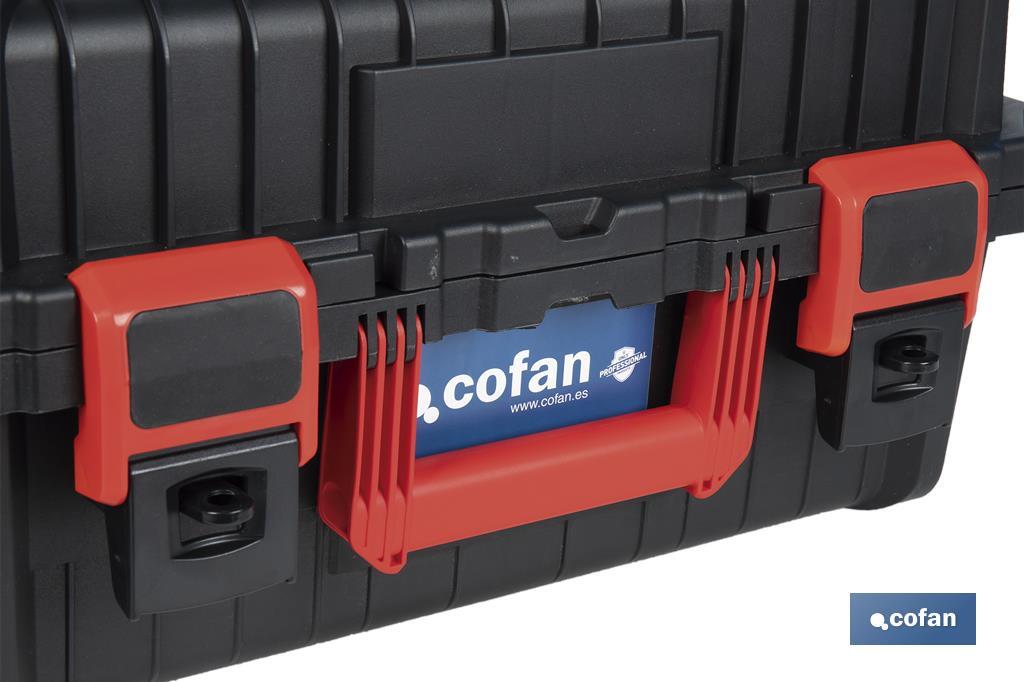 Carrying case with ABS latches, 2 handles and padded foam | Size: 44.5 x 36 x 21.6cm - Cofan