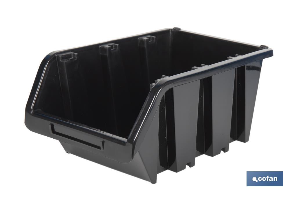 Stackable black storage bin | Easy access to products | Available in different sizes and capacities - Cofan