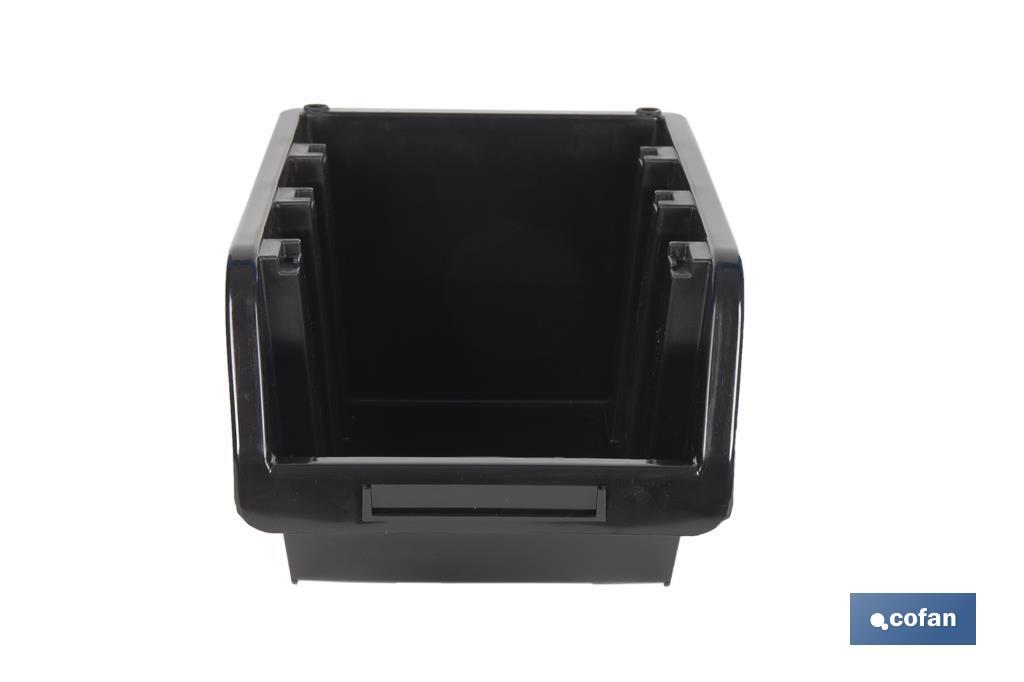Stackable black storage bin | Easy access to products | Available in different sizes and capacities - Cofan