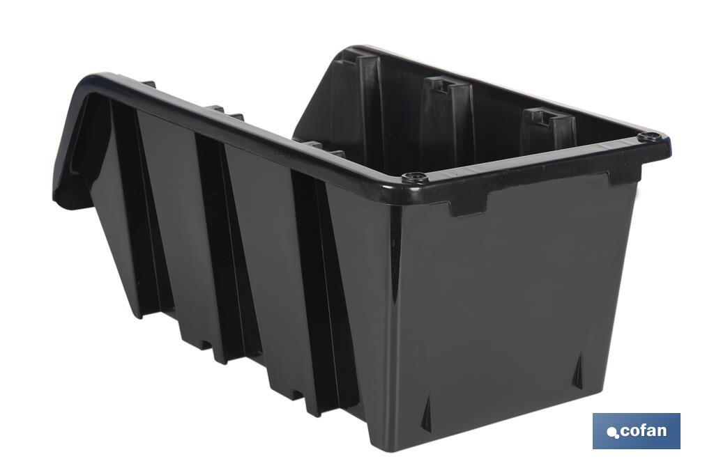 Stackable black storage bin | Easy access to products | Available in different sizes and capacities - Cofan