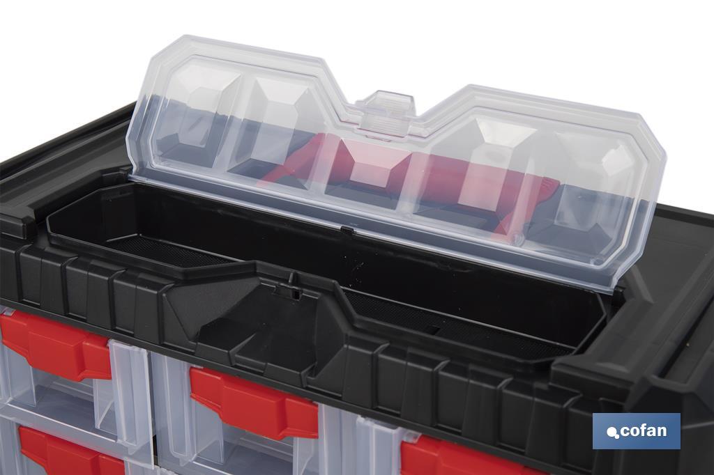 Storage bin organiser with 9 compartments for small tools and parts | Available in two different sizes - Cofan
