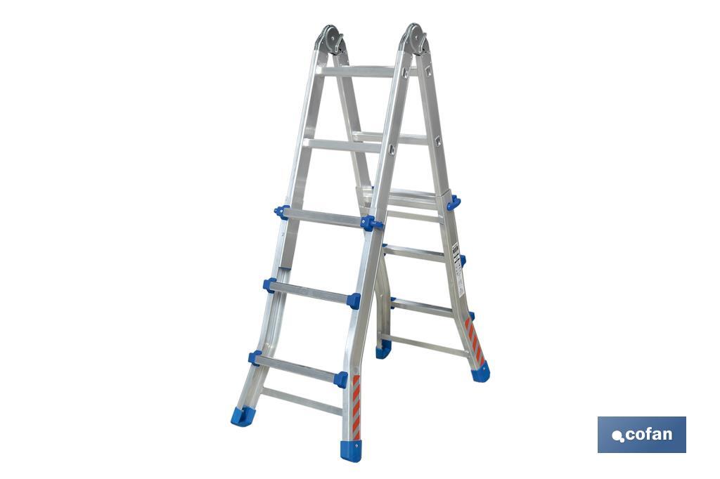 Multi-position Plus ladder | Aluminium | Available with different sizes and rungs | EN 131 Standard | Weight: 150 kilograms - Cofan